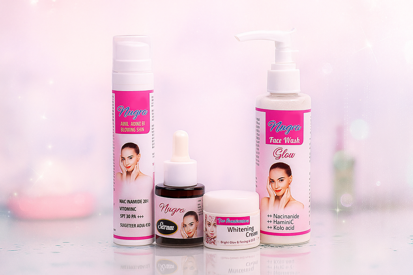 Nuqra 4-in-1 Glow Booster Skincare Combo – Cleanse, Brighten, Hydrate & Protect