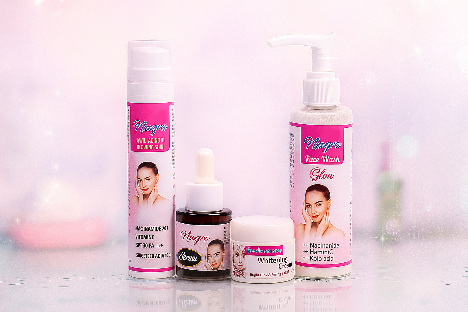 Nuqra 4-in-1 Glow Booster Skincare Combo – Cleanse, Brighten, Hydrate & Protect