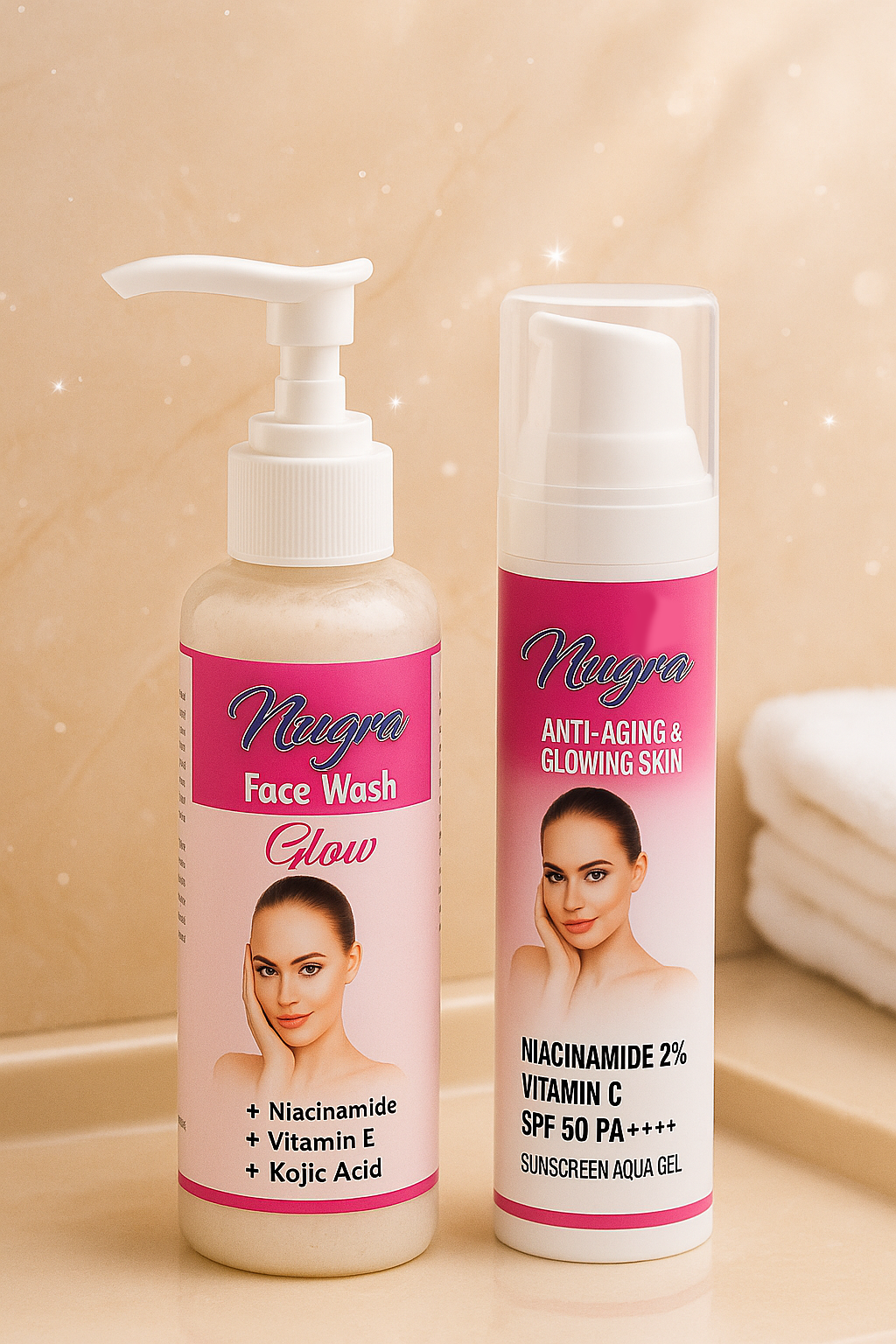 Nuqra Daily Glow Combo – Herbal Face Wash + Anti-Aging Sunscreen